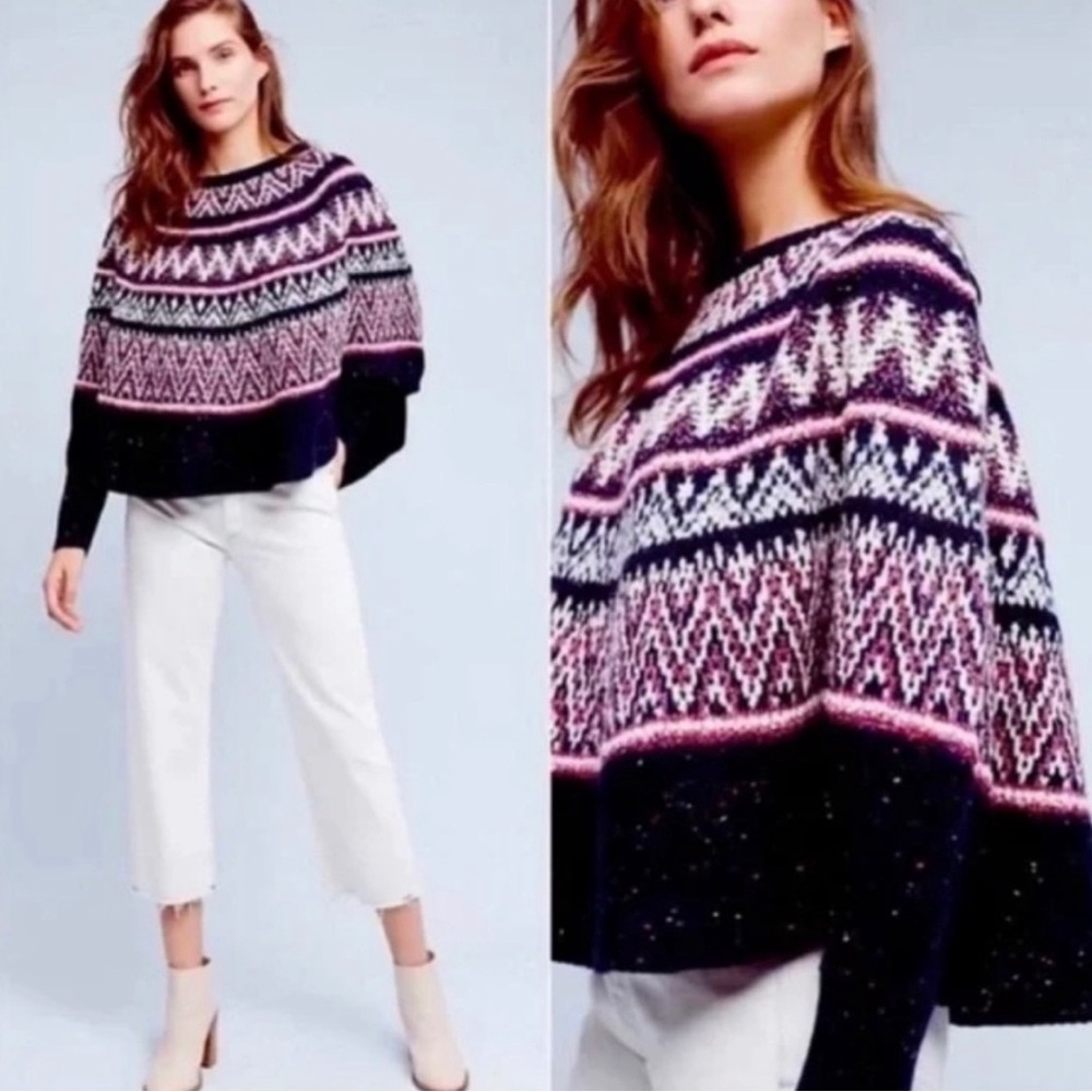 EUC Anthro “Sleeping on Snow” Midland Poncho Sweater - XS/S